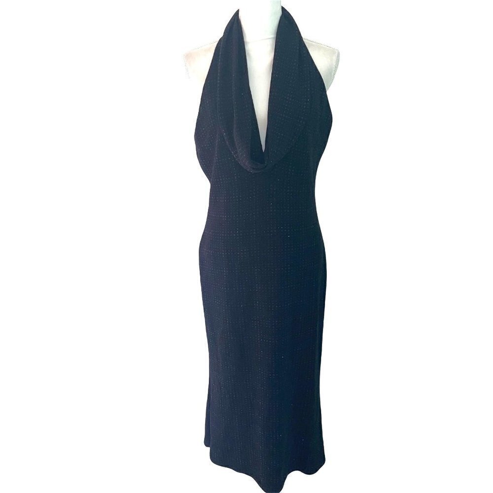 Jessica McClintock Halter Dress Womens Size 12 Millennium 2000 Black Sparkle NWT